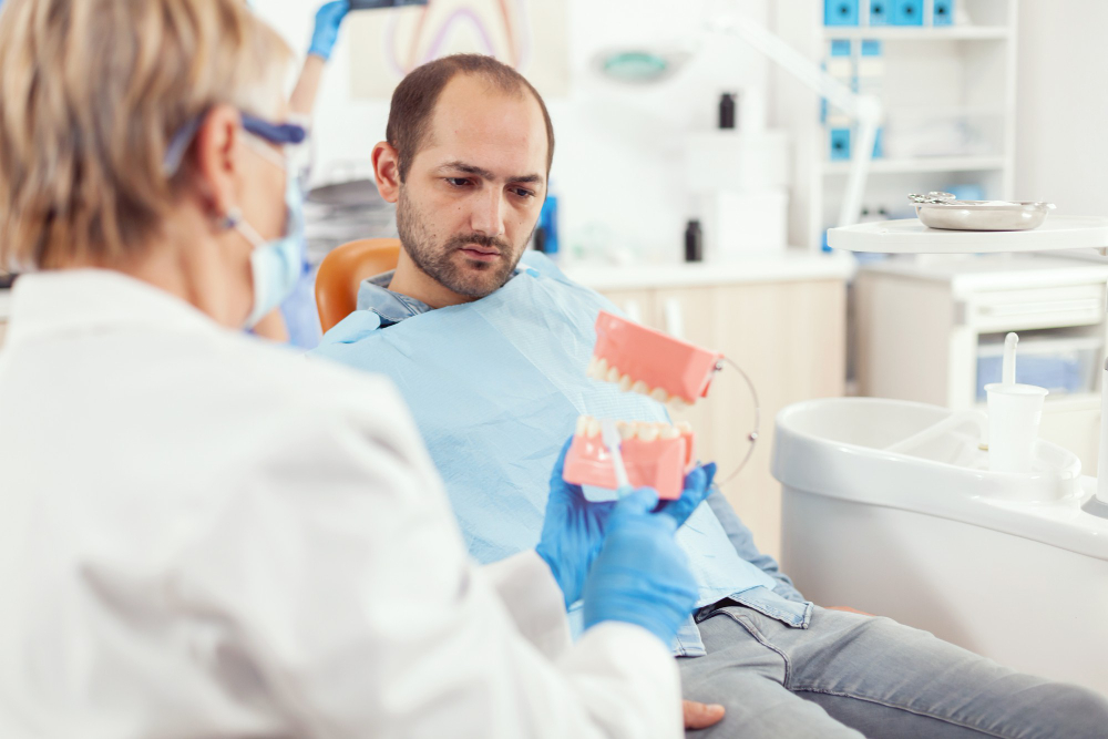 stomatologist-explaining-proper-dental-hygiene-using-teeth-skeleton-during-stomatology-appointment